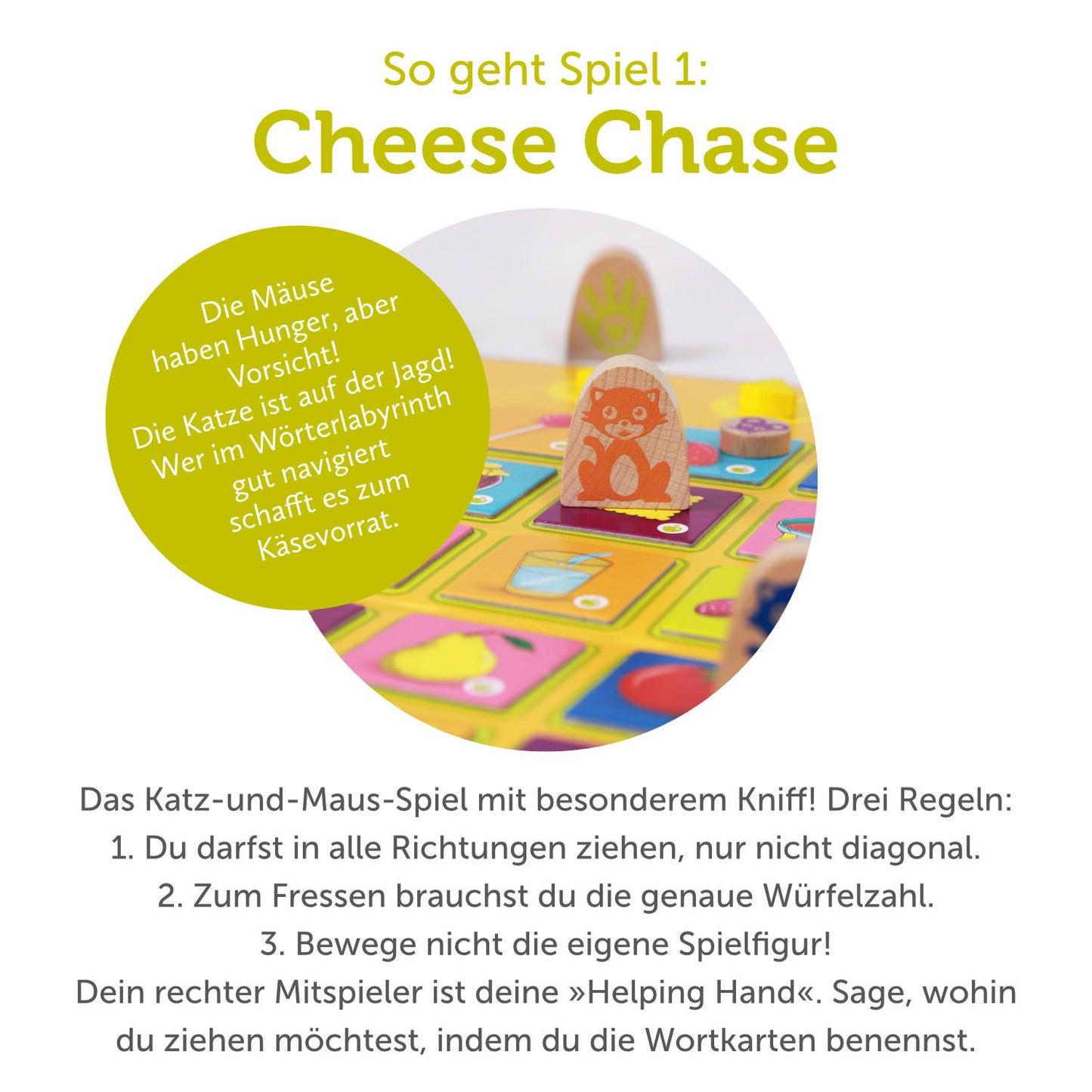 Lernspiel „Cheese Chase | Hungry Frogs“ 2-in-1 Sprachspiel für Kinder ab 4 Jahren | Englisch & Deutsch spielerisch lernen