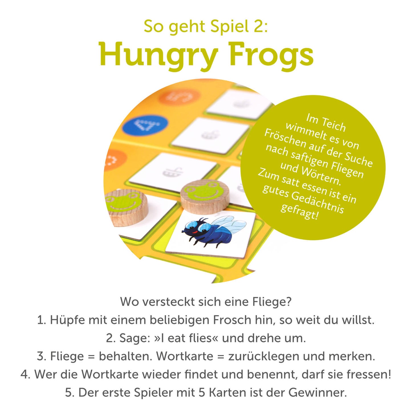 Lernspiel „Cheese Chase | Hungry Frogs“ 2-in-1 Sprachspiel für Kinder ab 4 Jahren | Englisch & Deutsch spielerisch lernen