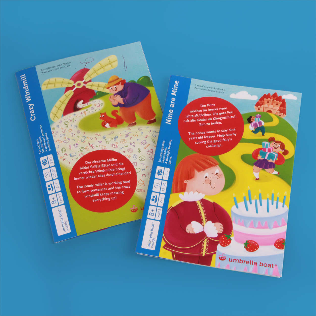 Lernspiel „Nine are Mine | Crazy Windmill“ 2-in-1 Sprachspiel für Kinder ab 8 Jahren | Englisch & Deutsch spielerisch lernen