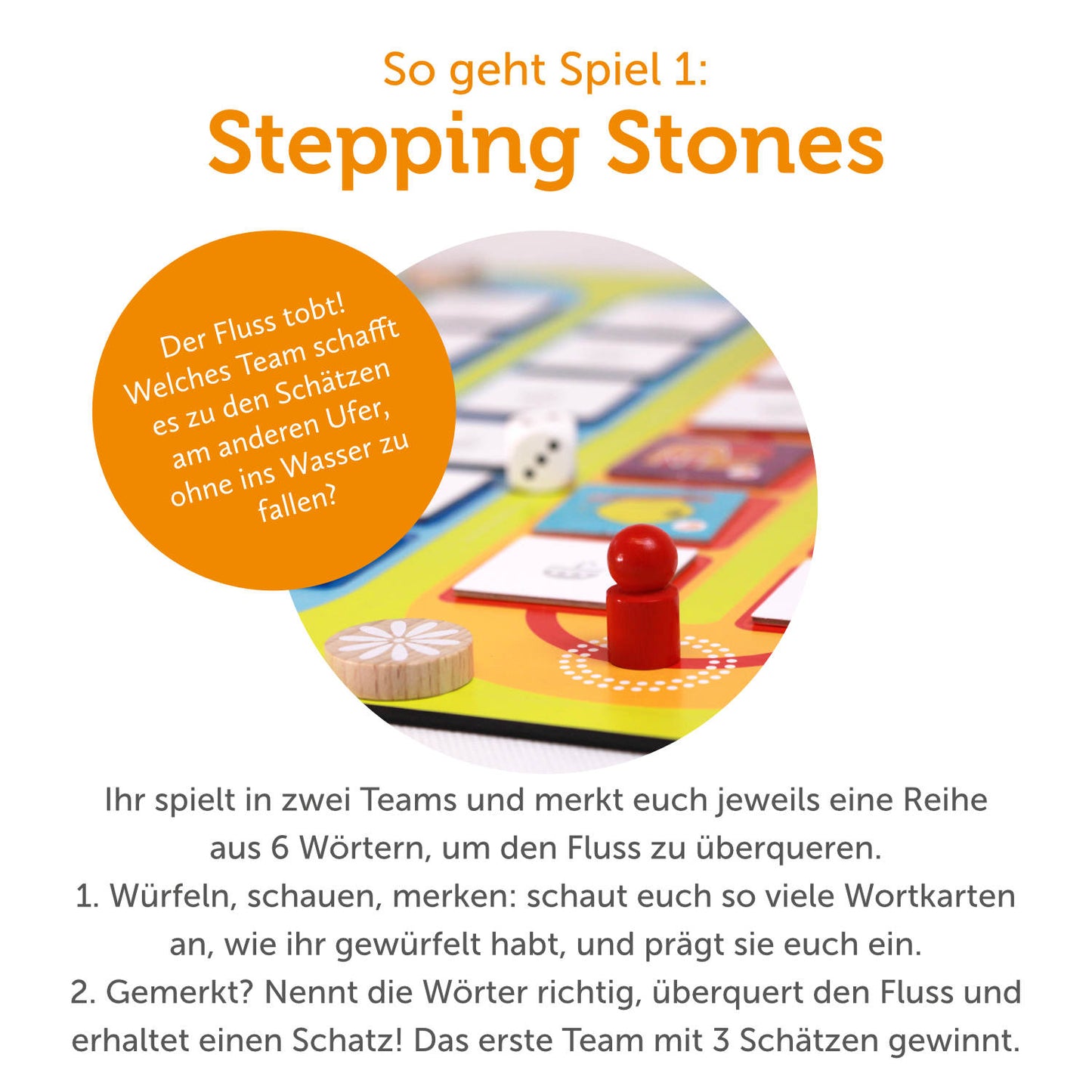 Lernspiel „Stepping Stones | Fly South“ 2-in-1 Sprachspiel für Kinder ab 6 Jahren | Englisch & Deutsch spielerisch lernen