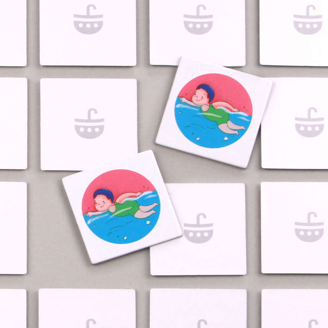 Bildkarten-Set „Verbs“ – Verben spielerisch lernen | geeignet als eigenständiges Memo- oder Bingospiel | Kompatibel mit allen umbrella boat® Lernspielen