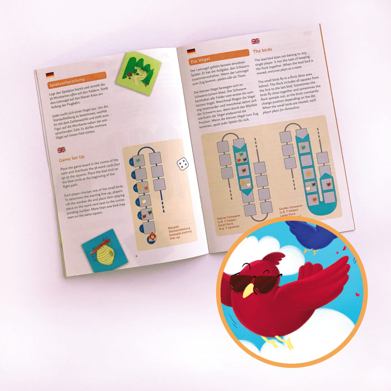 Lernspiel „Stepping Stones | Fly South“ 2-in-1 Sprachspiel für Kinder ab 6 Jahren | Englisch & Deutsch spielerisch lernen