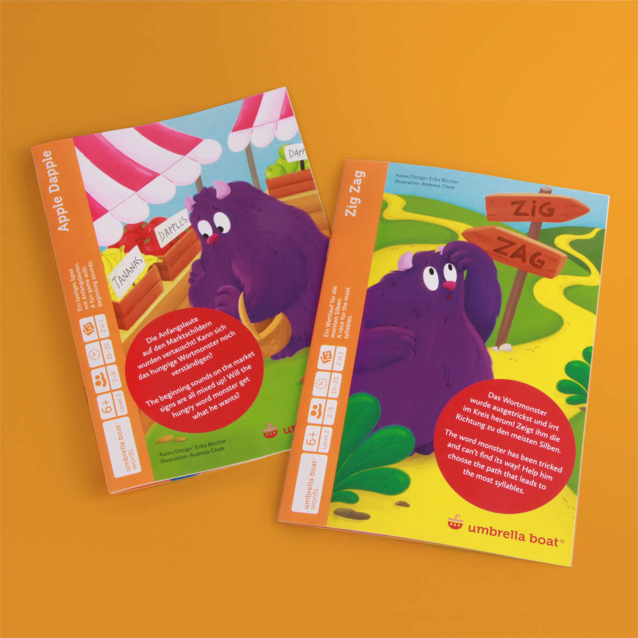 Lernspiel „Apple Dapple | Zig Zag“ 2-in-1 Sprachspiel für Kinder ab 6 Jahren | Englisch & Deutsch spielerisch lernen