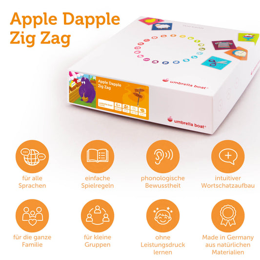 Lernspiel „Apple Dapple | Zig Zag“ 2-in-1 Sprachspiel für Kinder ab 6 Jahren | Englisch & Deutsch spielerisch lernen