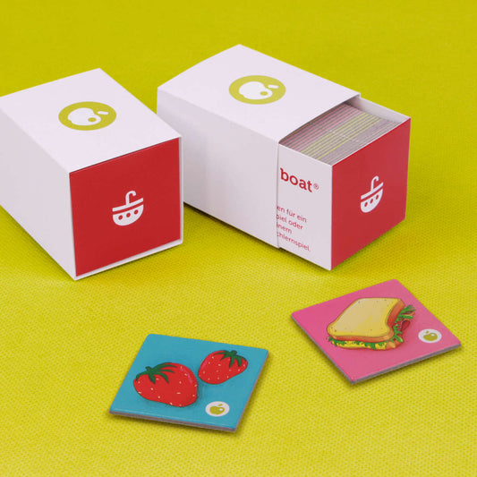 Bildkarten-Set „Food“ – Essen spielerisch lernen | geeignet als eigenständiges Memo- oder Bingospiel | Kompatibel mit allen umbrella boat®  Lernspielen